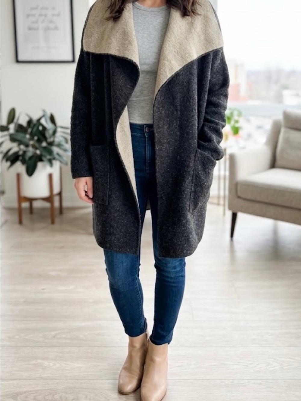 Preloved Zara Knit Open Front Cardigan Small